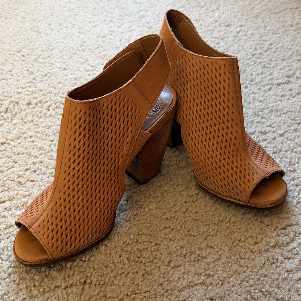 Vince Camuto Brown Peep-Toe Heels